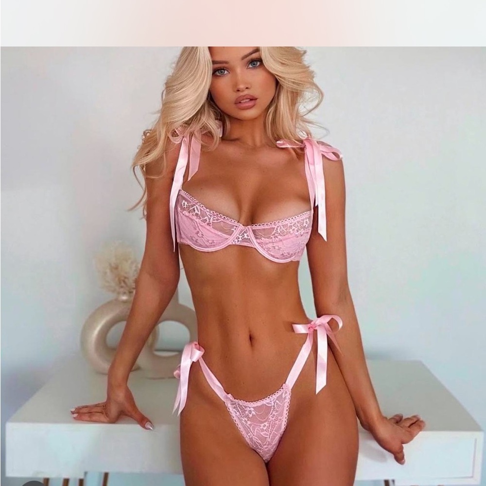 Pink Lace Lingerie Set